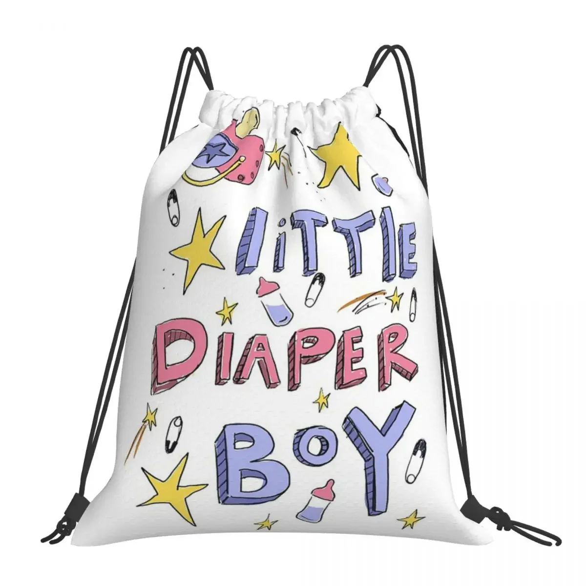 Little Diaper Boy Abdl Tshirt Backpacks Portable Drawstring Bags Drawstring Bundle Pocket Sports Bag BookBag For Travel School