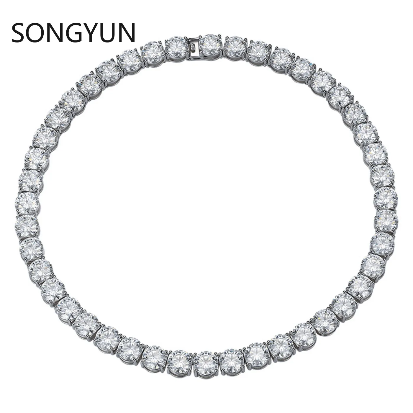 SongYun Luxury Jewelry 925 Sterling Silver Tennis Chain Necklace For Women Men Moissanite Diamond Tennis Necklaces Fine Jewelry