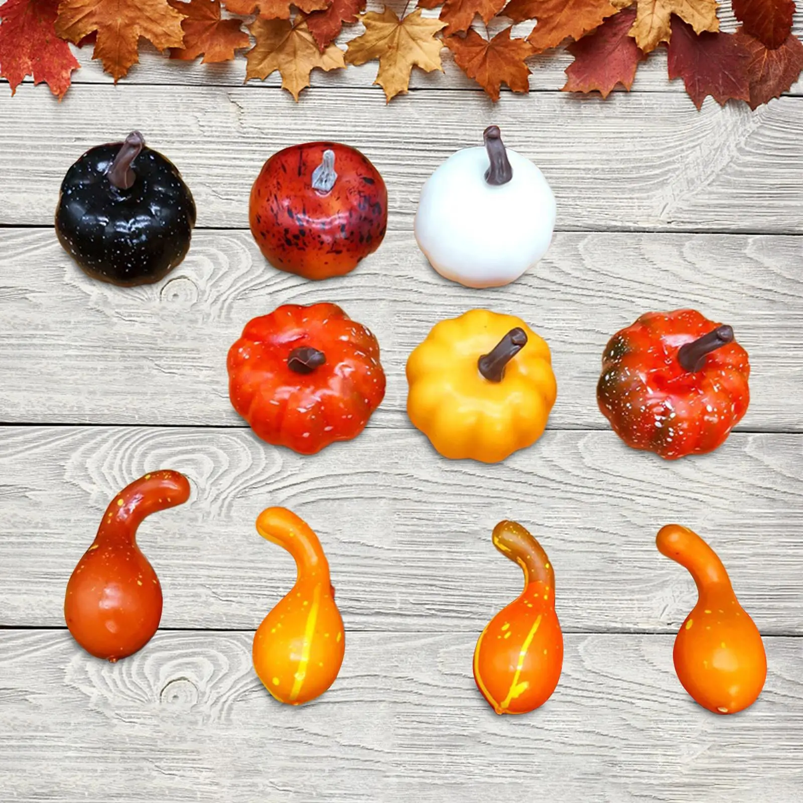 10Pcs Fake Pumpkins Model Mini Rustic Children's Education Tool Fake Foam Pumpkins for Halloween Kitchen Thanksgiving Fall - view 4