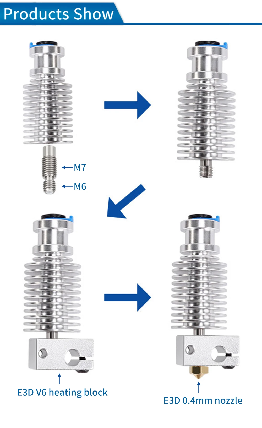 E3D V6 Hotend + Bimetall-Heatbreak für V6 Prusa Voron Remote Short Direct Heat Sink Range 1,75 mm für 3D-Drucker-Extruder – Detail 8