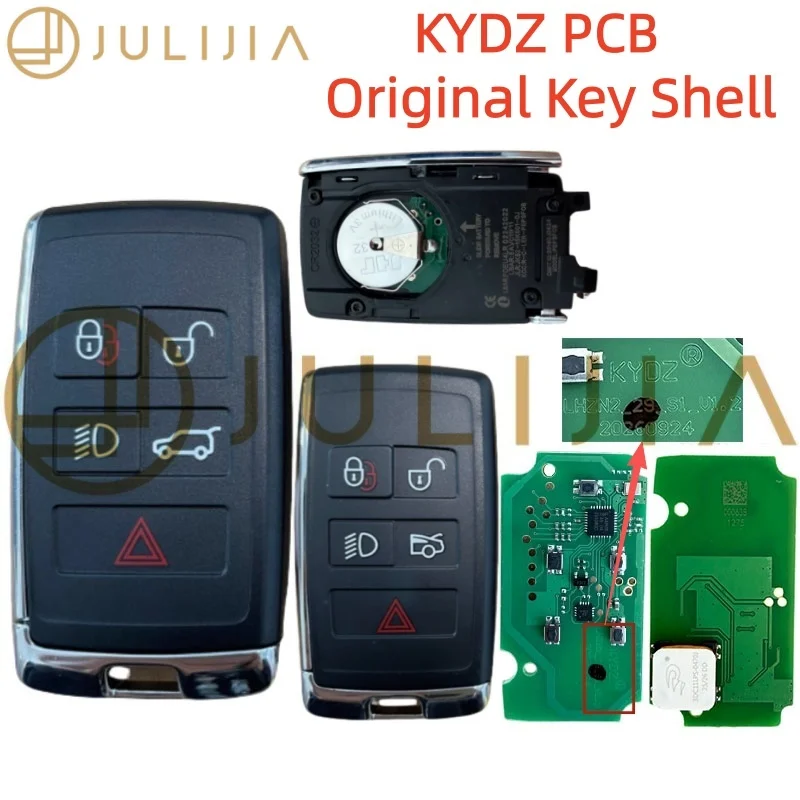 JULIJIA For Land Rover Jaguar Velar Range Discovery 2018-2023 5Buttons Remote Car Key 315/433MHZ 49 Chip FCC:KOBJXF18A