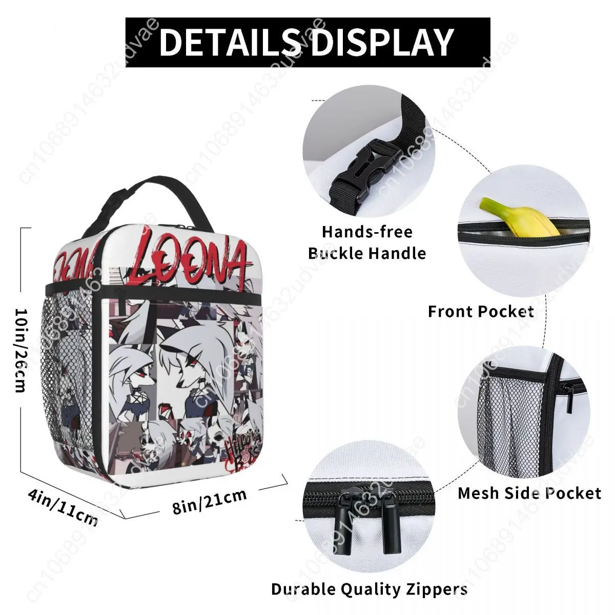 Helluva-Boss Loona Insulated Lunch Bag Food Bag Portable Cooler Thermal Lunch Boxes For Work
