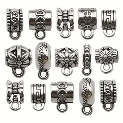 100Pcs Clasp Bail Beads Charms Bail Tube Beads, Loose Spacer Bead Hanger Charm For Jewelry Making DIY Necklace Bracele