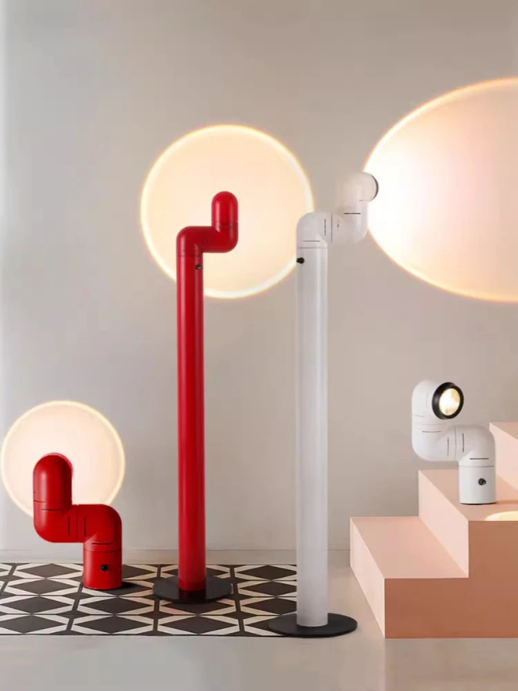 Spanish Space Age Floor Lamp Designer Replica Red White Water Pipe Standing Lamp for Living Room Sofa Bedroom Room Decoration