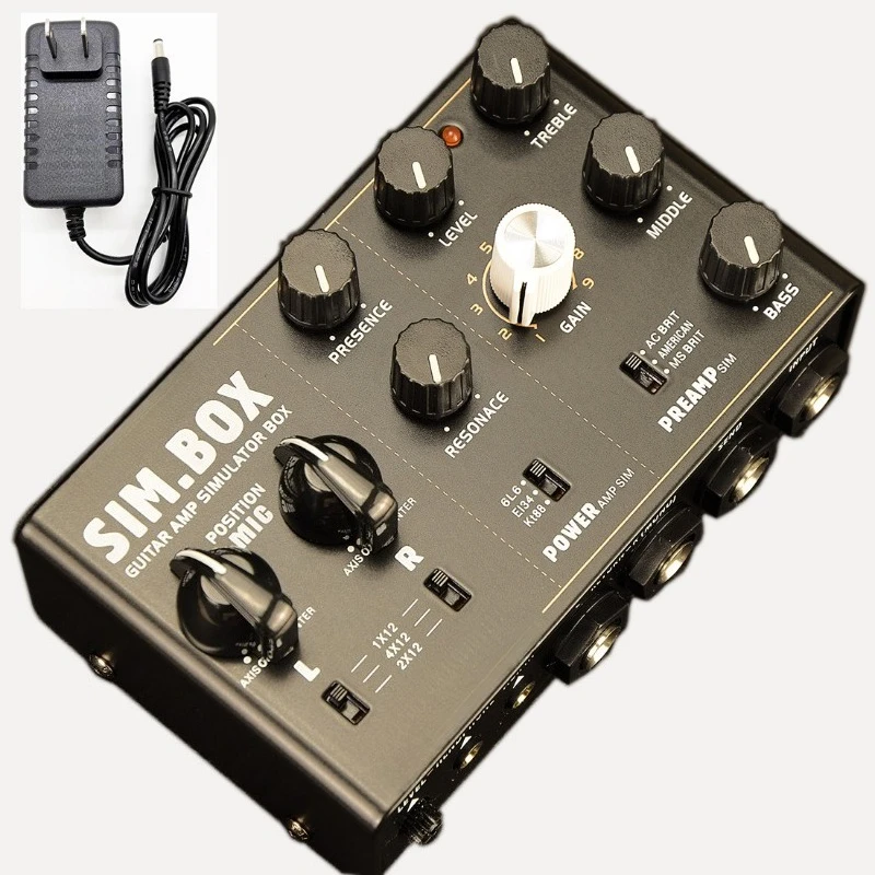 Black / White  SIM BOX Electric Guitar Amp Simulator Cabinet Simulator DI Stomp Box Effect Pedal
