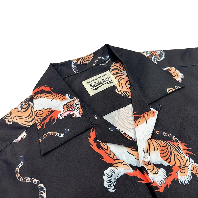 Brown Black White Tiger Print WACKO MARIA Shirt Street Trend Brand Long Sleeve Shirt Mens Womens Tops
