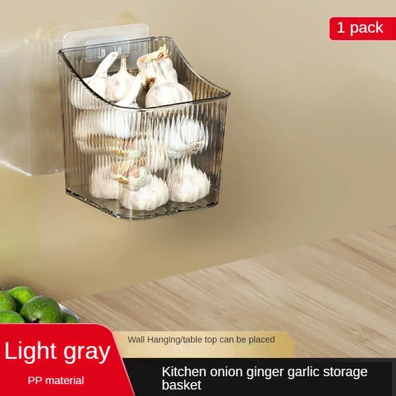 Kitchen Storage Basket Garlic Wall Hanging Basket Onion Transparent Storage Box Punch-Free High-capacity Basket