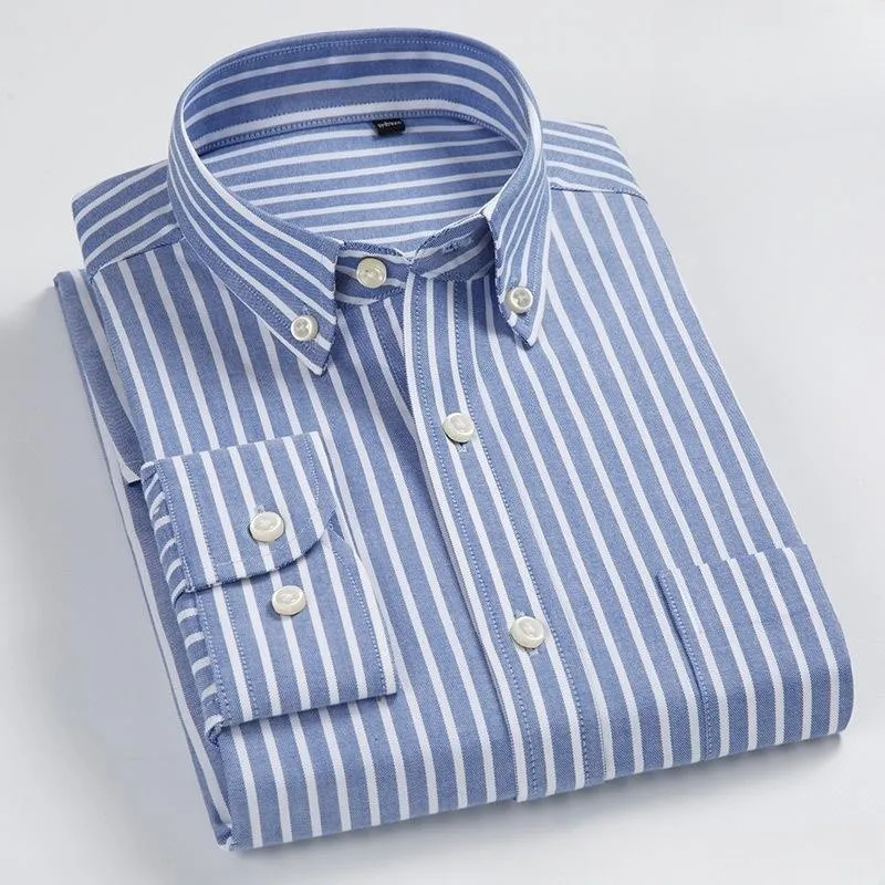 Camisa a cuadros Oxford para hombre, camisa de manga larga de algodón puro de alta calidad, suave, cómoda, ajustada, 8XL talla grande, nueva