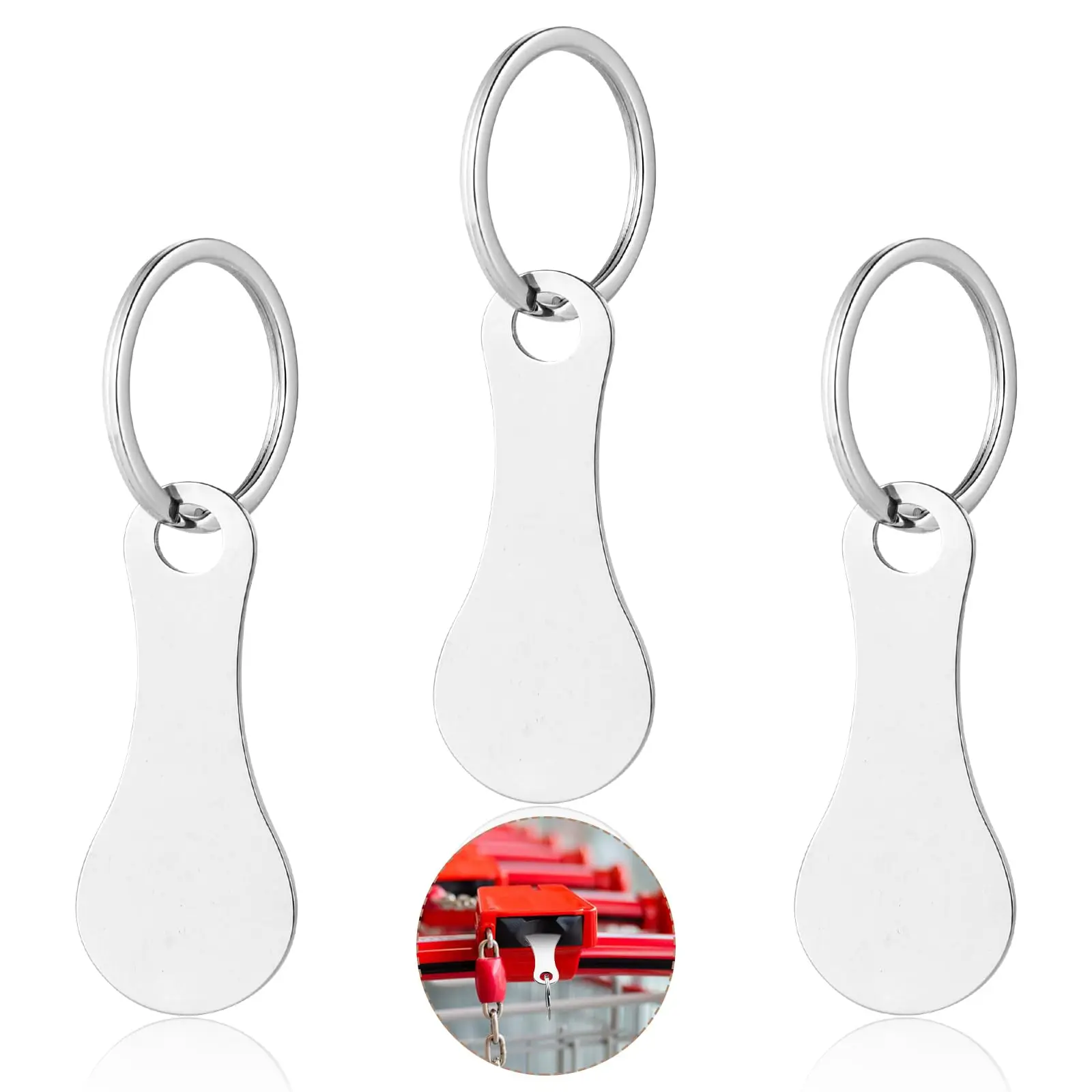 3Pcs Portable Shopping Cart Token Keychains Reusable Trolley Coin Key Tags Universal Release Unlock Key For Men Women Grocery Sh