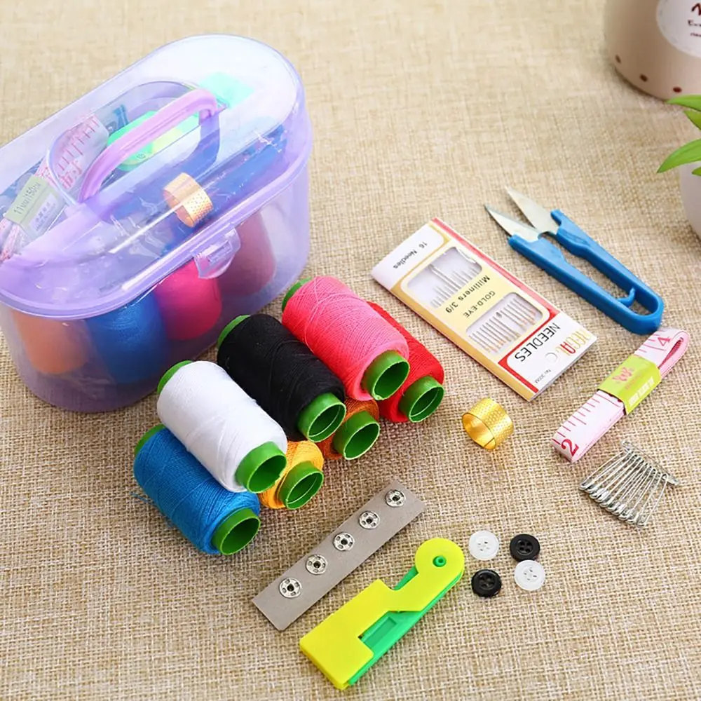 

46Pcs/set DIY Embroidery Accessories Needle Thread Sewing Tool Tape Measure Pins With Case Knitting Box Set Household Portable