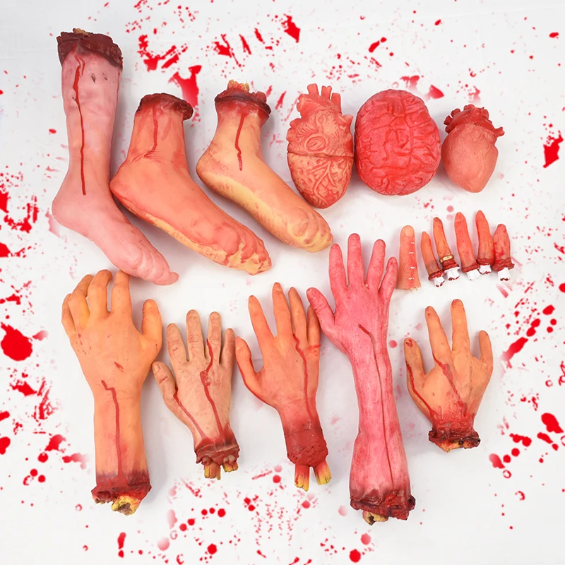 

Halloween Bloody Fake Human Heart Body Heart Organ Finger Haunted House Decor Supplies DIY Party Horror Hanging Decoration Props