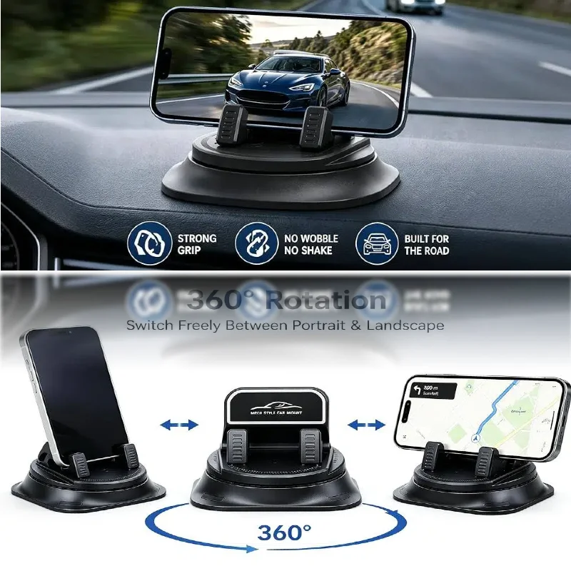 Auto-Handyhalterung Rutschfeste Silikon-Armaturenbrett-Handyhalterung 360-Grad Freie Rotation Universelle Head-Up-Navigationshalterung