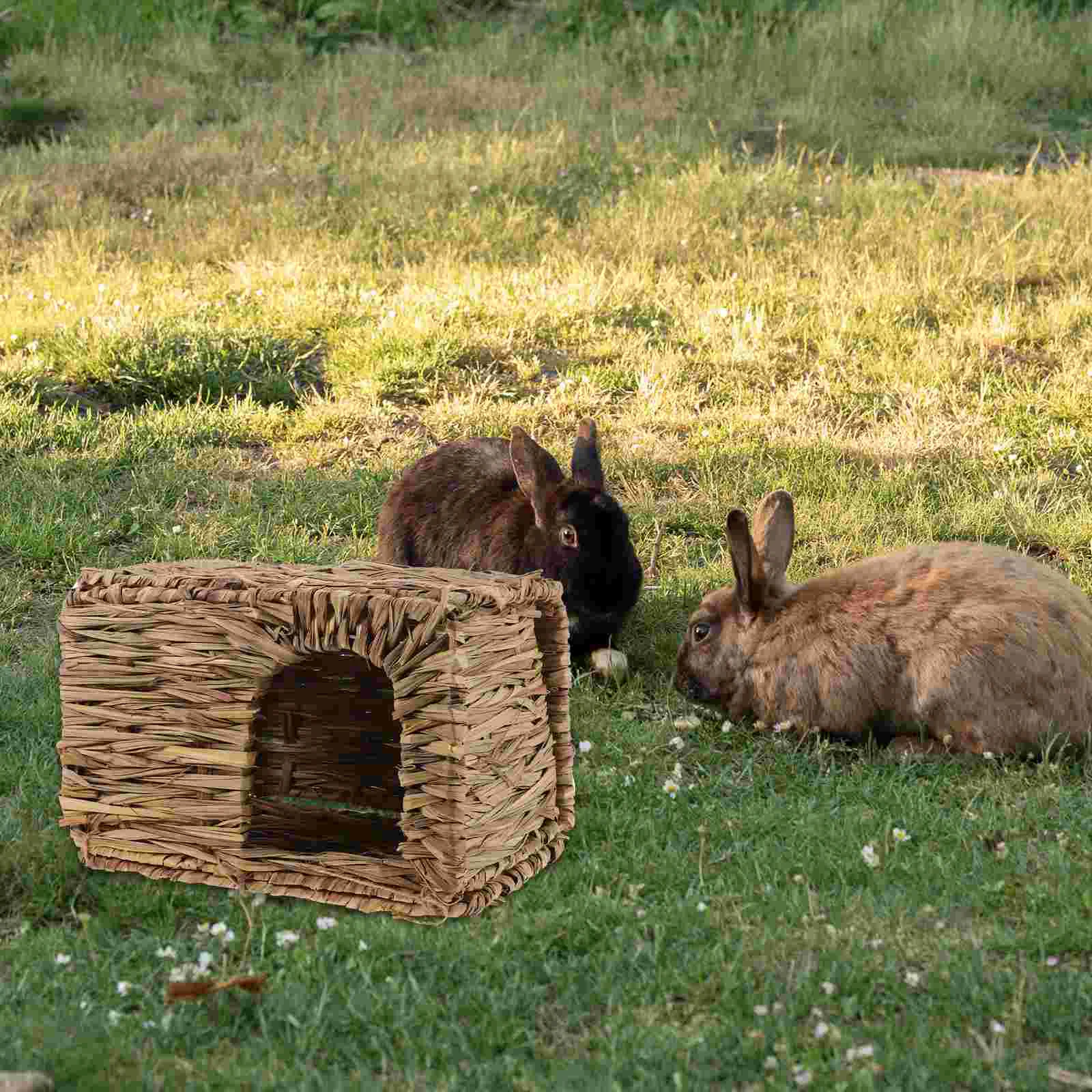 

Pet Bed Woven Hamster Nest Straw Hideout Rabbit Hut Bunny House Outdoor Hand Manual