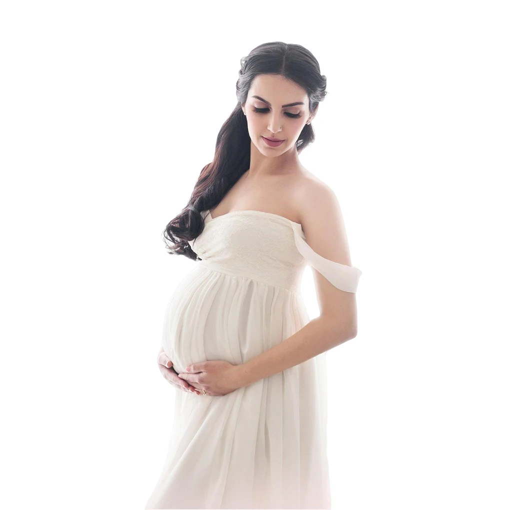 Maternity Photography Dress Gown Maxi Pregnancy Women Prop Yellow