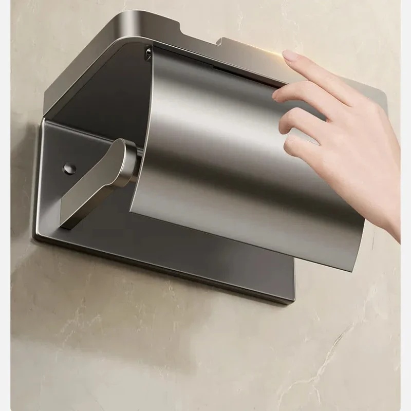 صندوق مناديل تواليت، حامل مناديل تواليت مثبت على الحائط، صندوق ورق تواليت غير مثقوب مقاوم للماء، رف حامل ورق تواليت