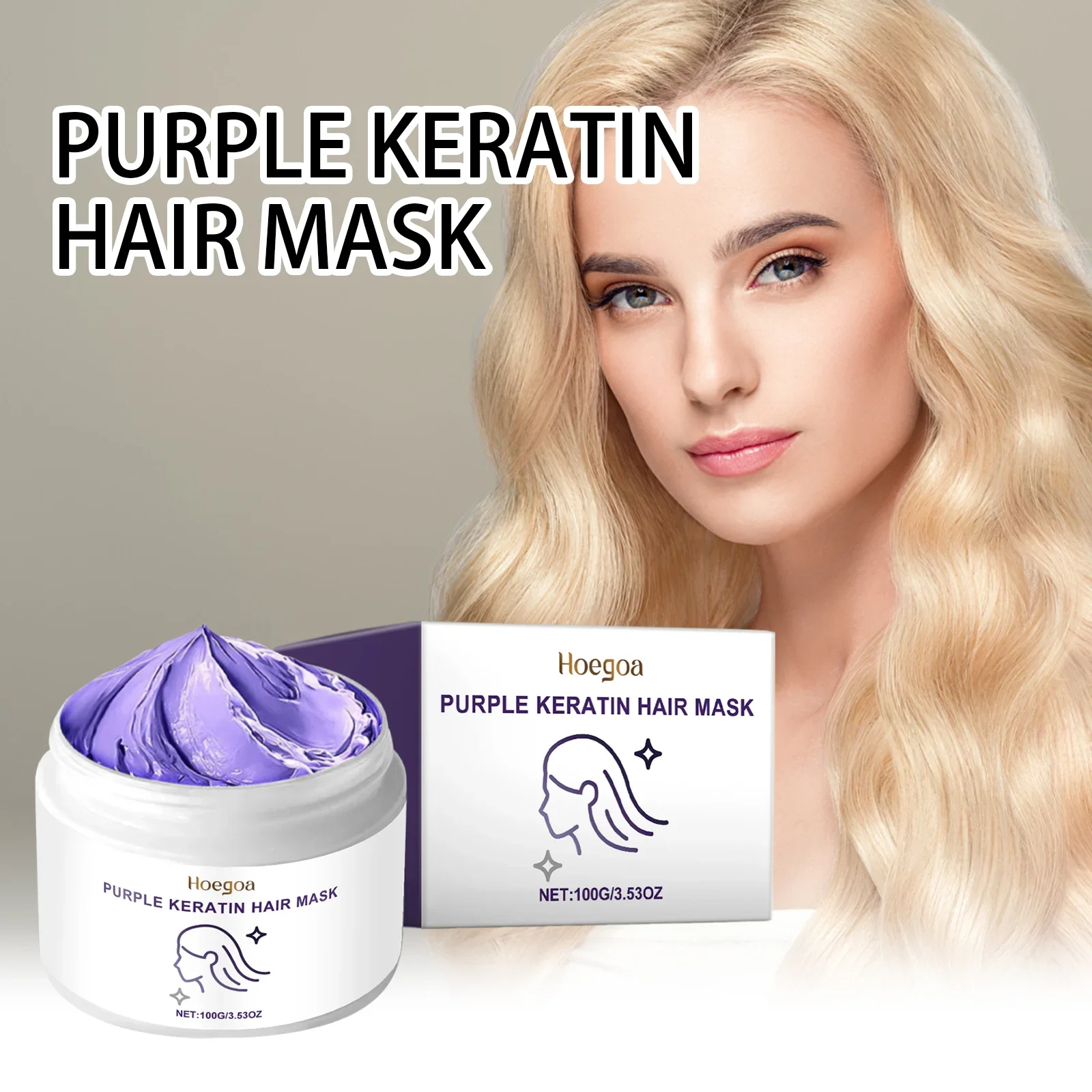 

Keratin purple hair mask nourishing moisturizing dry frizzy hair smooth and shiny hair care mask
