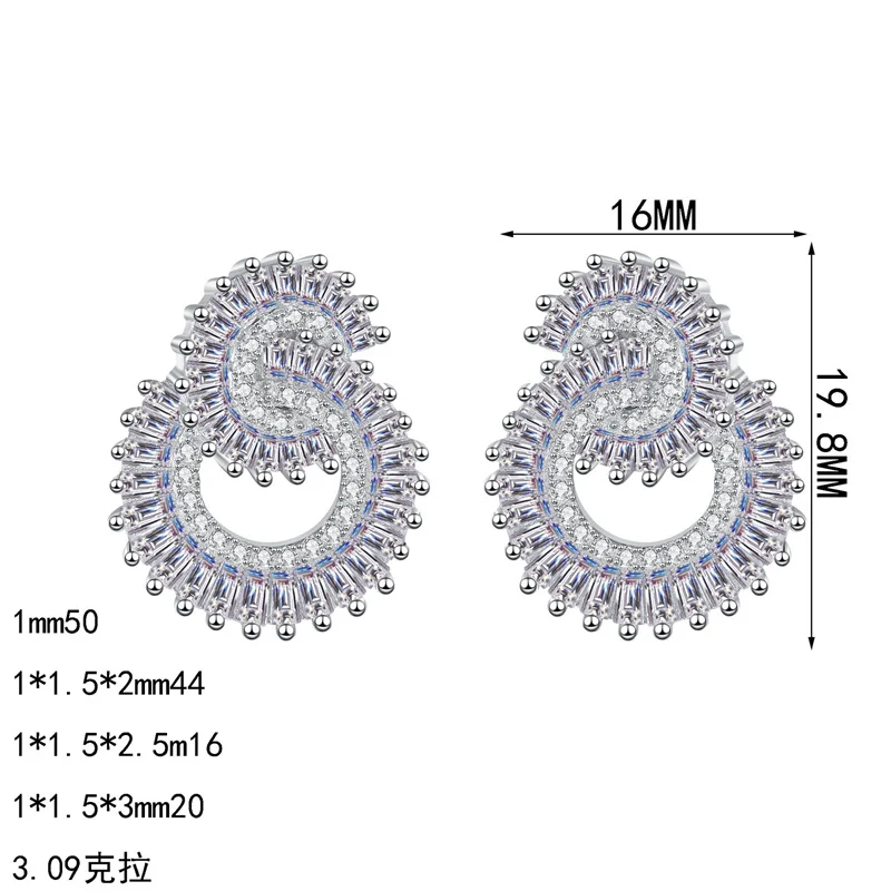 AZF1418-E Lefei Fashion Color D Diamondset Classic Moissanite Double Rotating Circle Earring For Women 925 Silver Party Jewelry