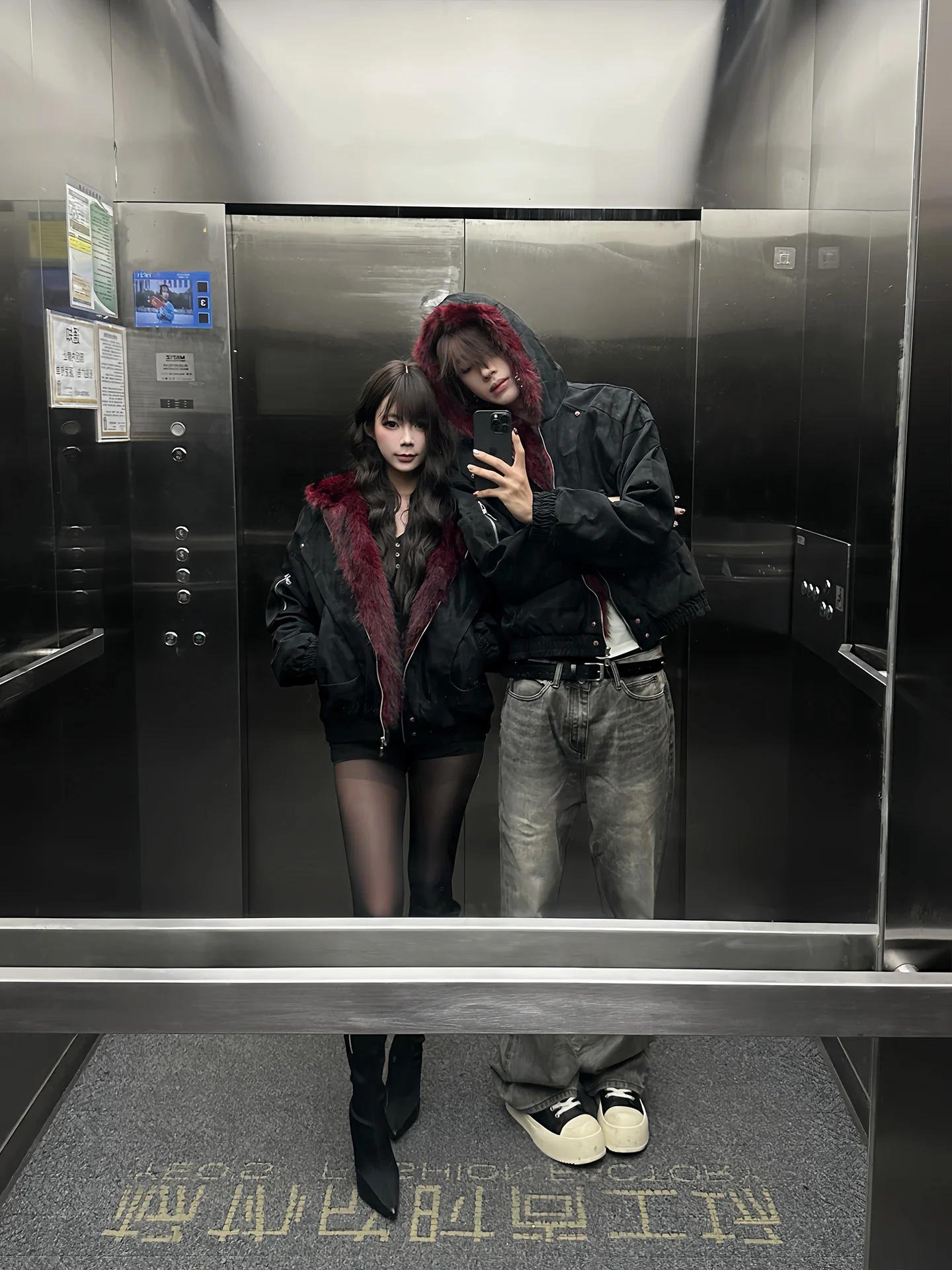 Jaket Hoodie Retro Amerika Bahan Katun Kulit PU Berlapis Fce, Model Lebar untuk Pria, Musim Gugur Musim Dingin, Model Ci Sle, Mantel Panjang