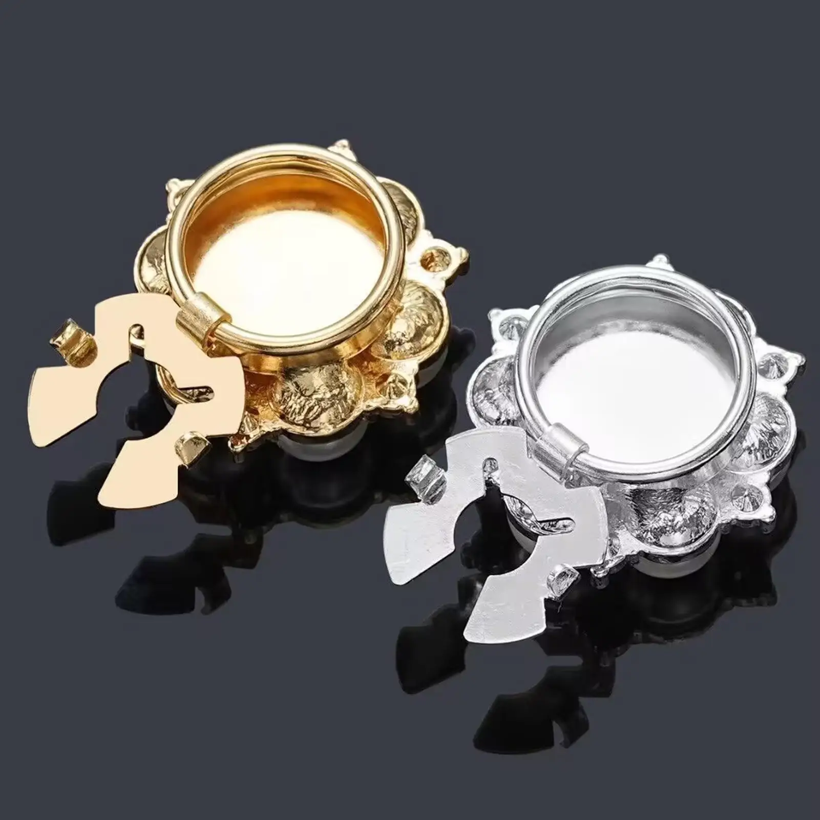 Shirt Button Covers 2 Pieces Flower Shape Sewing Button Rhinestone Pearl Cufflinks Jewelry for Women Clothing Dress Crafting