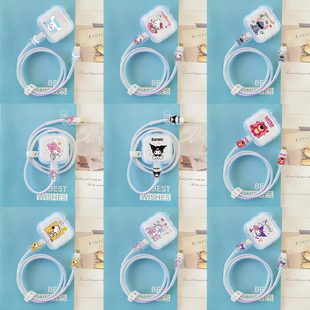 

Cute Cartoon Stitch Cable Protection for iPhone 17 Pro Max 40w Adapter Protector Cover Shell Charger Case Protective