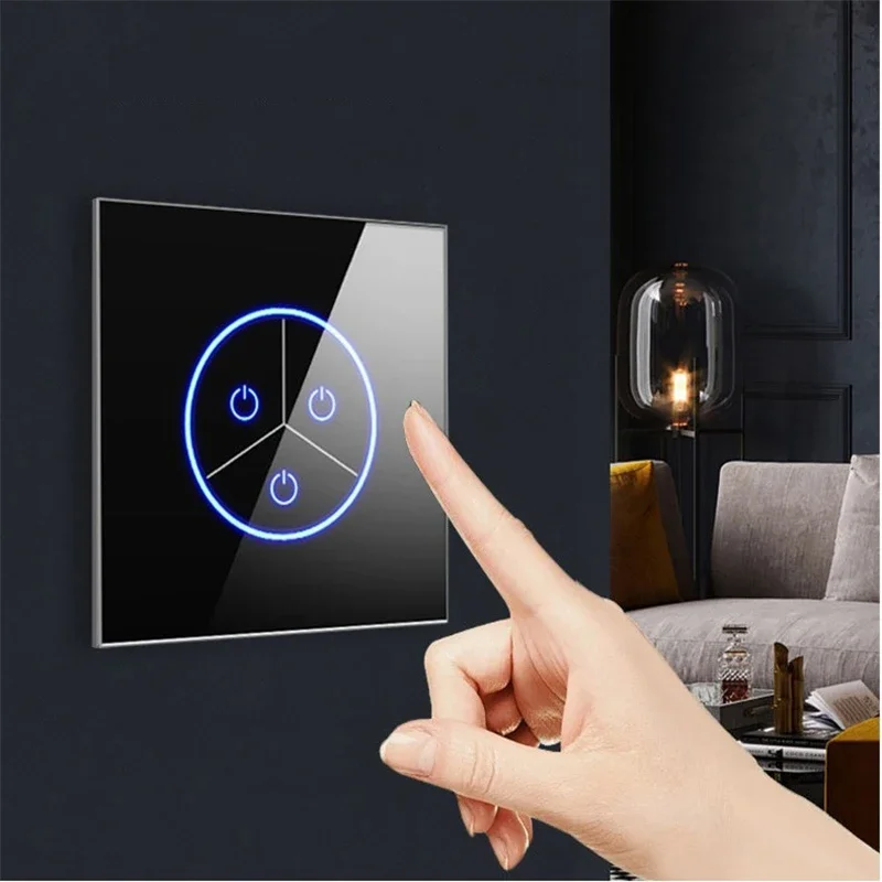 European Union/British Standard Tuya Smart WiFi Glass Panel 1/2/3 Wall Light Alexa Remote Control Smart Touch Switch