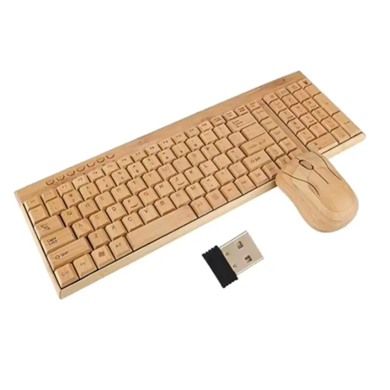 Leading-Wireless Keyboard Mouse Bamboo Wood Computer Keyboard Bamboo Wireless Keyboard Andmouse