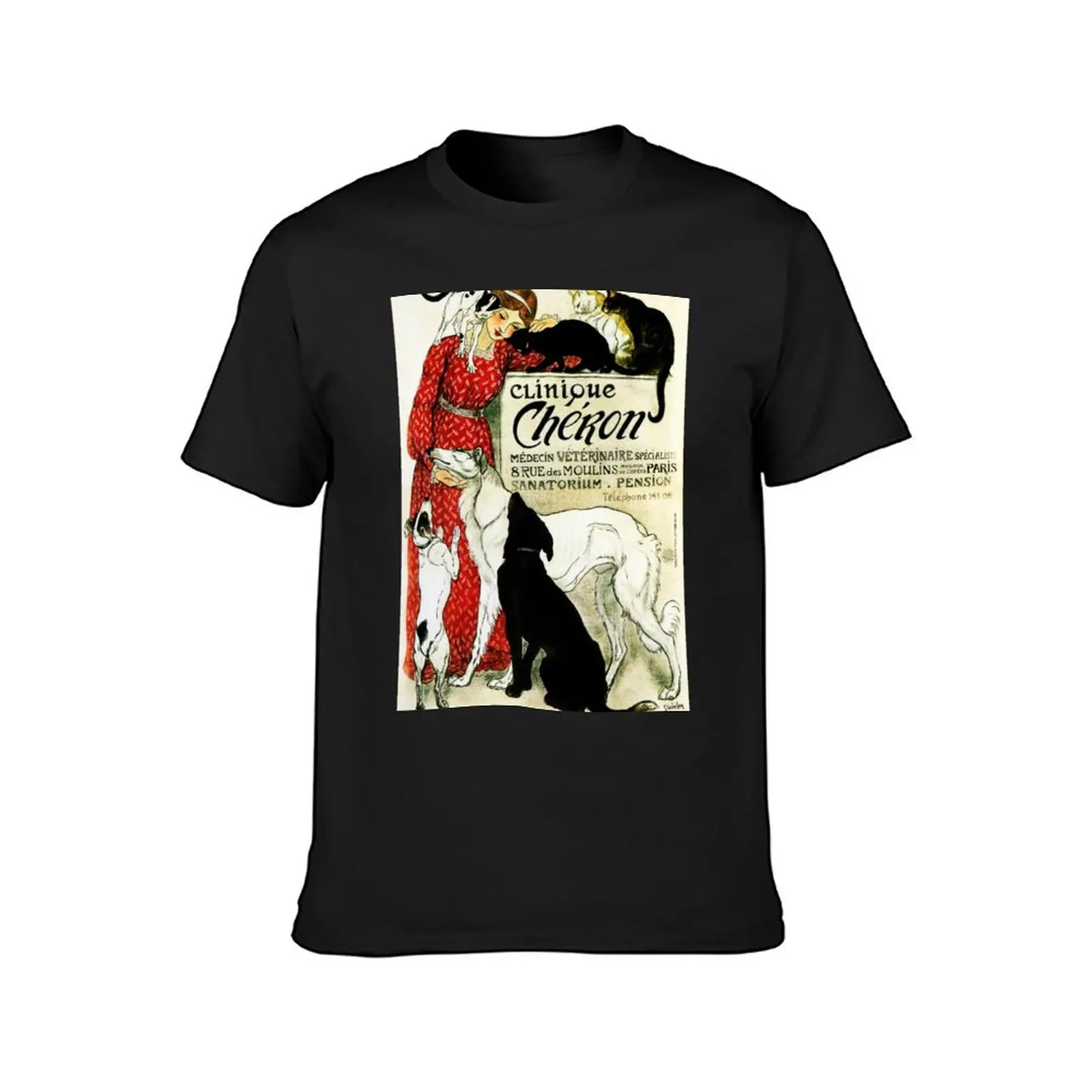 CLINIQUE CHERON Animal Clinic by Theophile Steinlen c1905 Vintage Advertising Art T-Shirt summer top Blouse mens t shirt