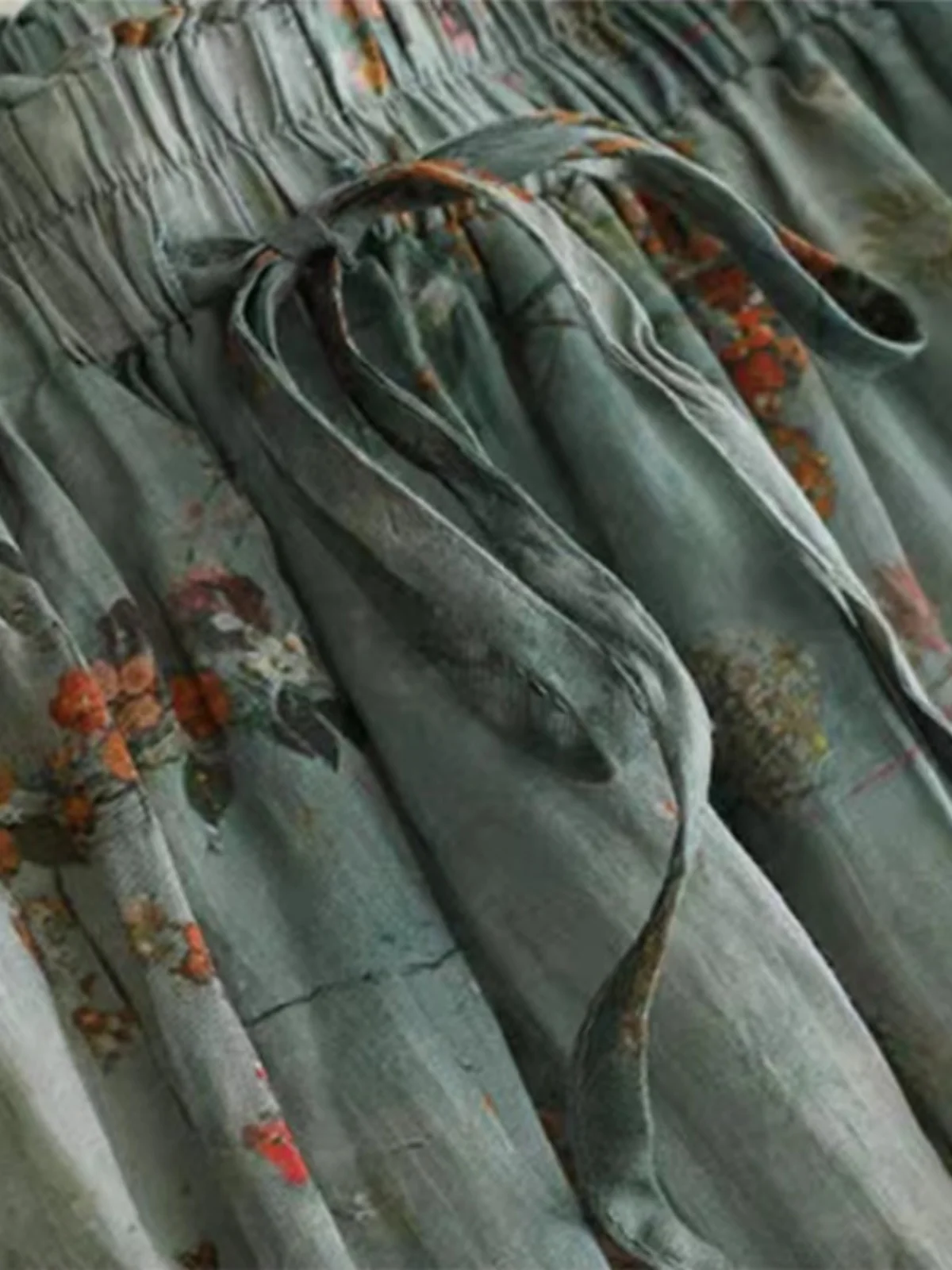 تنورة ميدي عالية الخصر على شكل حرف a من القطن والكتان بطبقة مزدوجة مطبوعة بالزهور تنورة فنية f للسيدات لصيف 2023