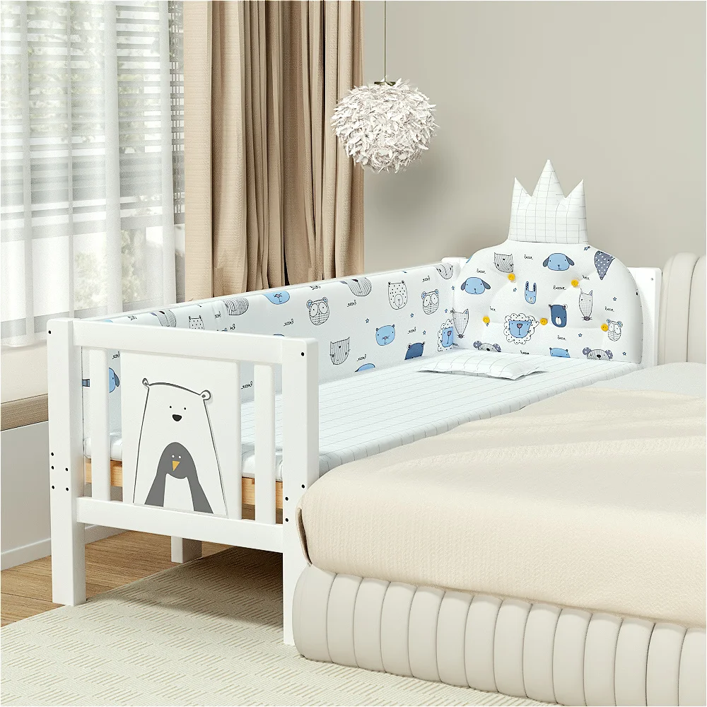 

Fashion Kid Bedroom Furniture Solid Wood Environmentally Friendly Children Beds Expandable Toddler Bed With Guardrail Bedding