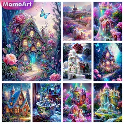 MomoArt Full Diamond Painting House Cross Stitch Kits Mosaic Castle Landscape Diamond Embroidery Fantasy Beaded Wall Art