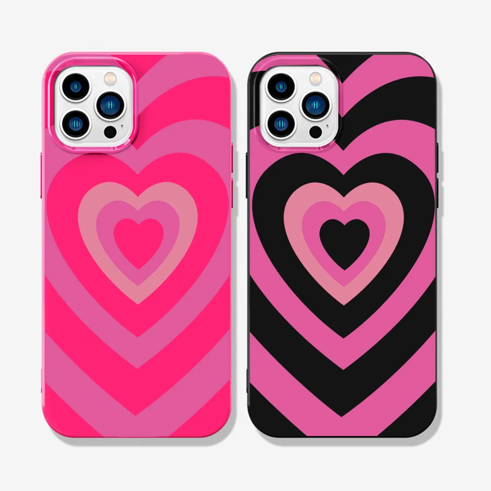 

INS Sweet Love Heart Funda Phone Case For iPhone 16 Pro Max 15 14 13 12 11 ProMax Mini XS XR 7 8 Plus SE Bumper Protective Cover