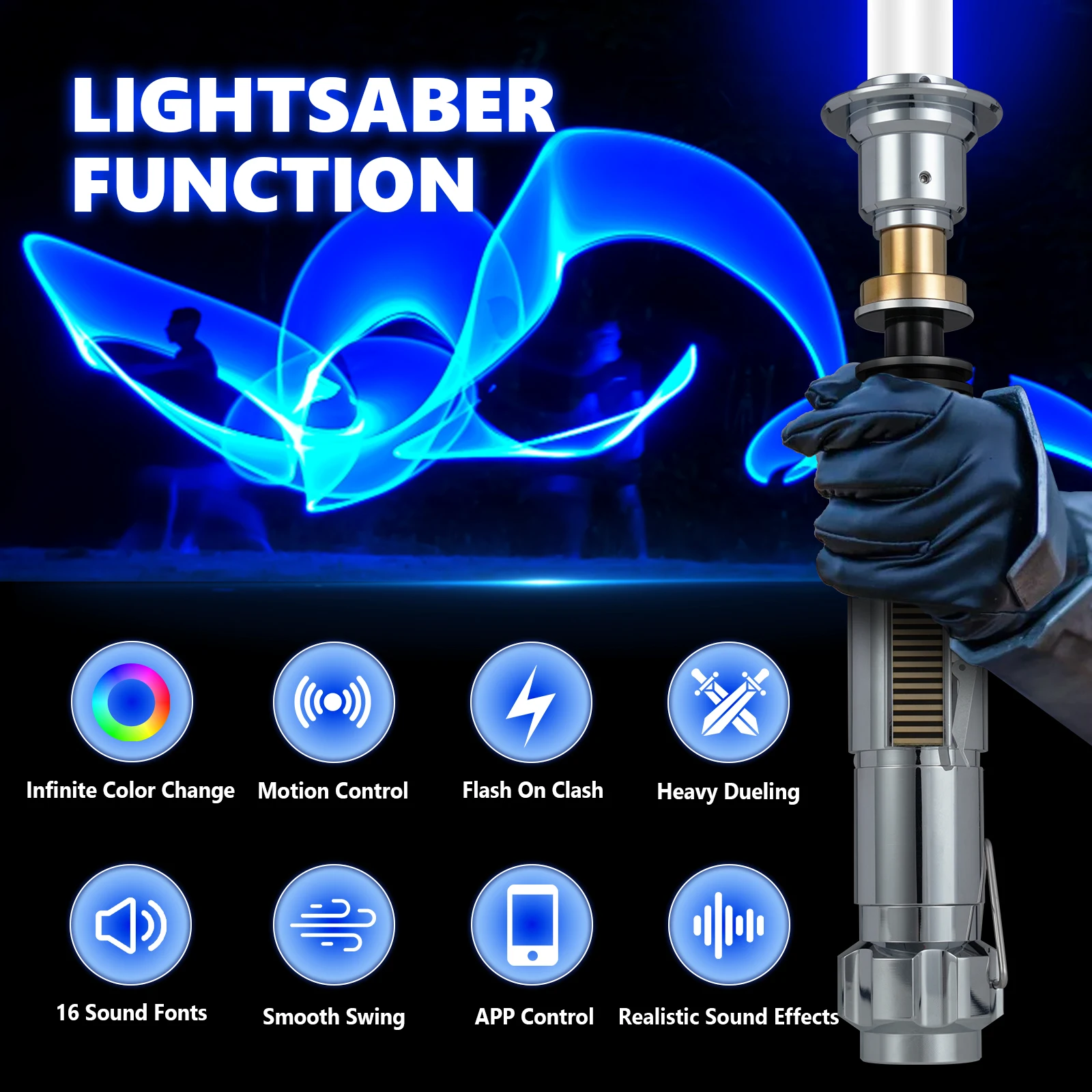 PHS Luke V2 Smooth Swing Lichtschwert Metallgriff für schwere Duellfarbwechselgeräusche Force Blaster Jedi Laser Sword Toys