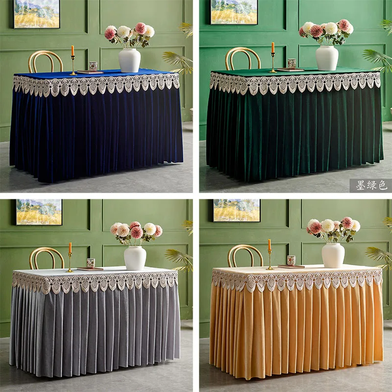 Thickened Velvet Table Skirt Tablecloth Hotel Conference Buffet Event Convention Sign-in Table Cloth Table Skirt