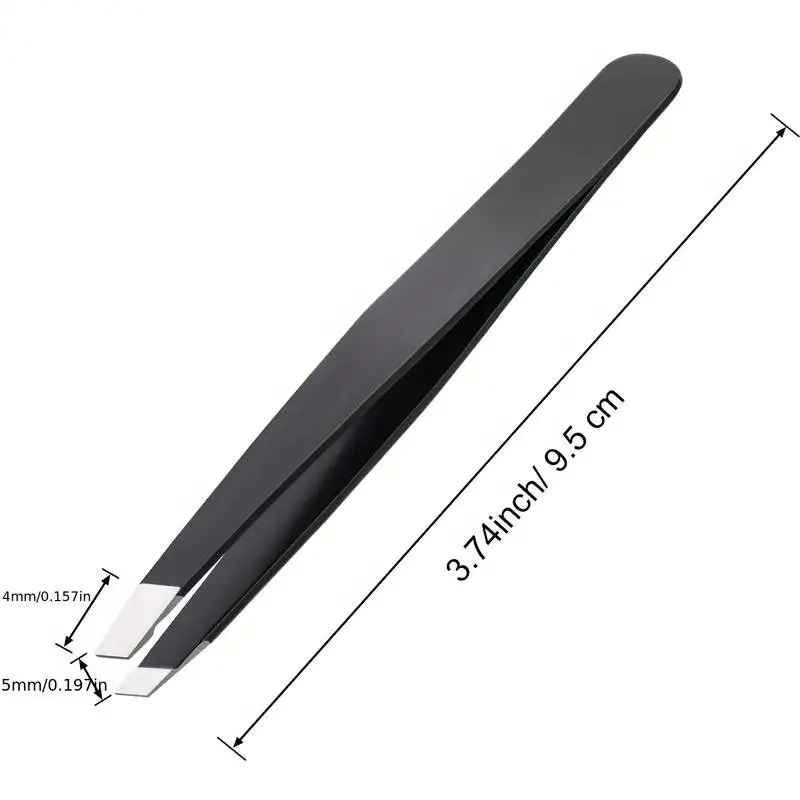 12Pcs Black Precision Eyebrow Tweezers Stainless Steel Slant Tip for Men and Women Facial Hair Removal and Shaping