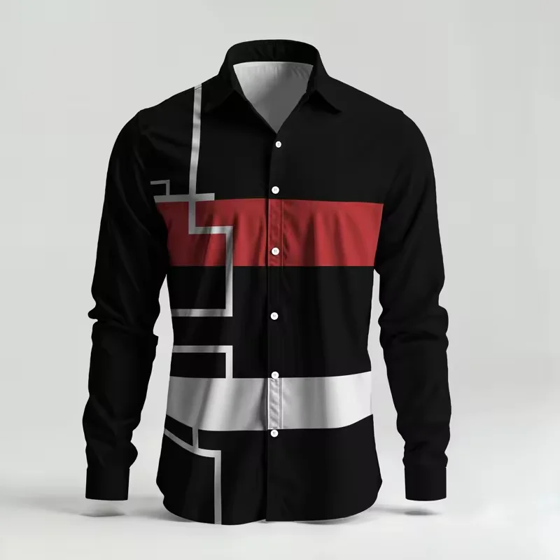 New Blue Purple Colorful Nebula Lightning Printed Men's Long Sleeve Shirt with Collar and Trendy Cool Shirt