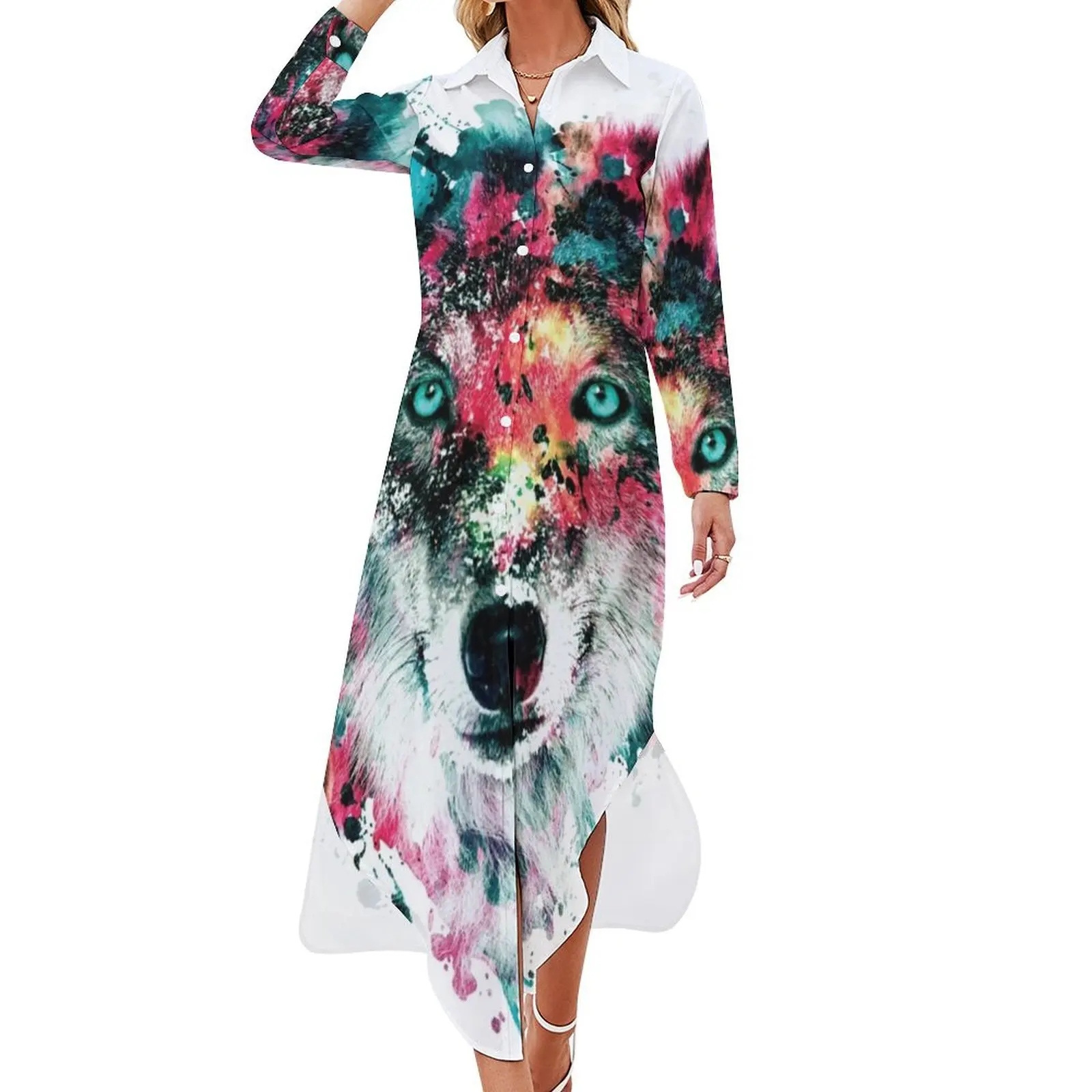 

Wolf II Long Sleeved Shirt Dress birthday dress for women luxury 2024 summer women's suit women's clothing summer 2024 novelties