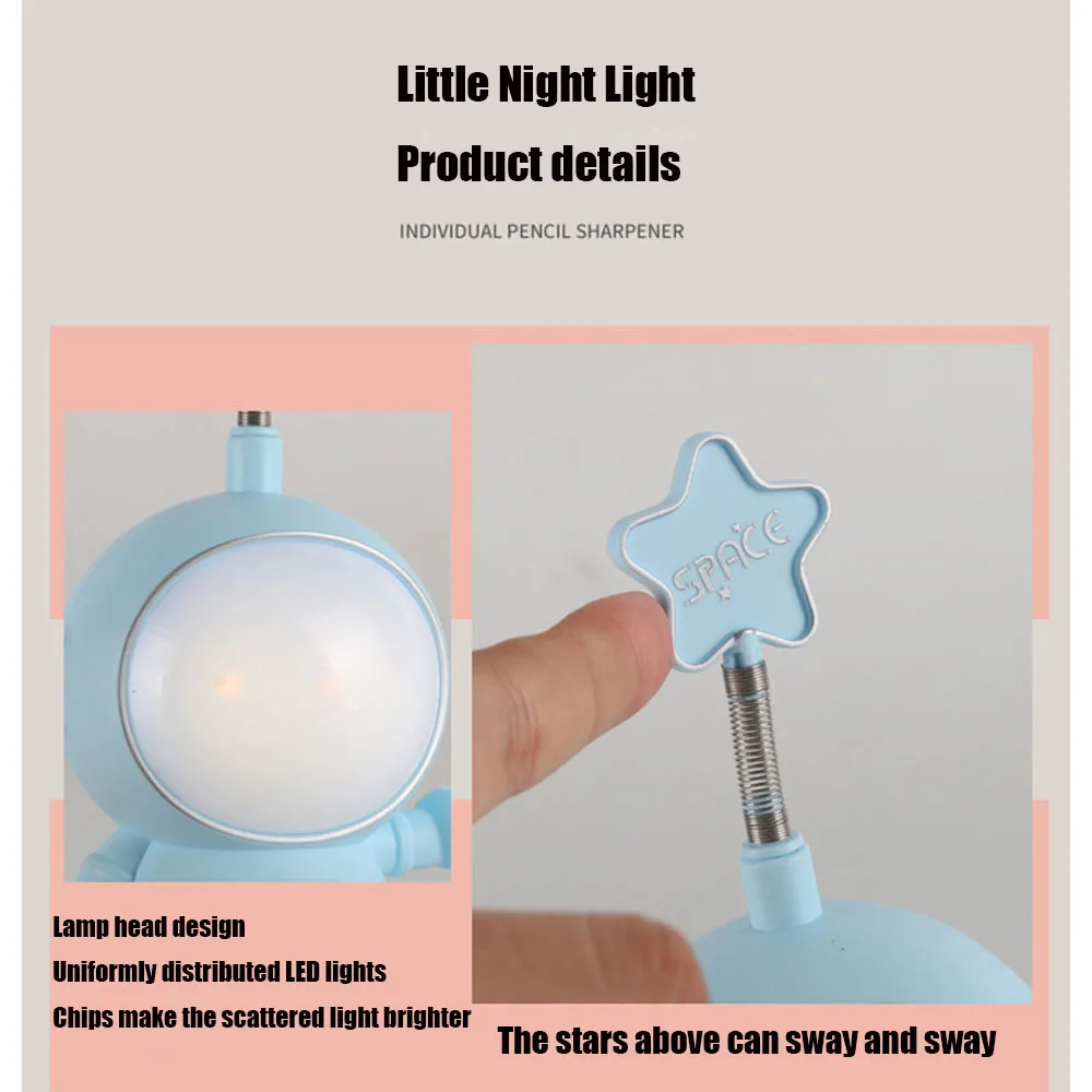 Astronaut Night Light LED Multi functional Pen Holder US Charging Learning Charging Eye Protection Table Light Student Gift