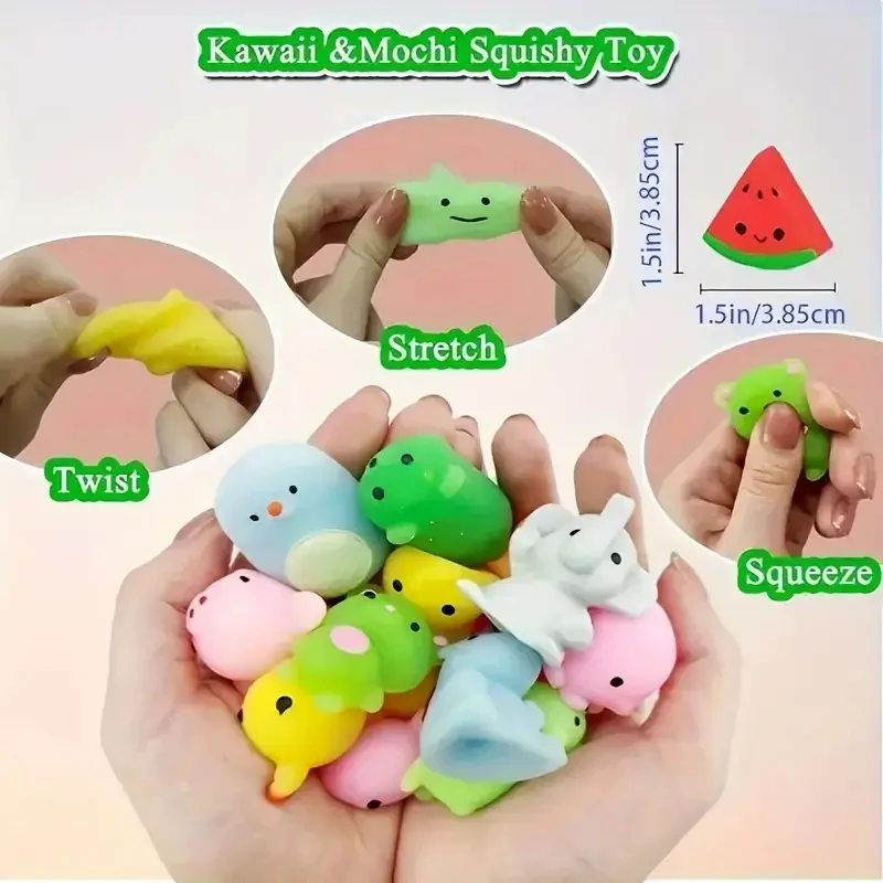 24個入り 可愛い カワイイ 動物＆フルーツ スクイーズ おもちゃ ソフト ストレス解消 ポップ フィジェット 幼児＆大人向け パーティーギフトに最適