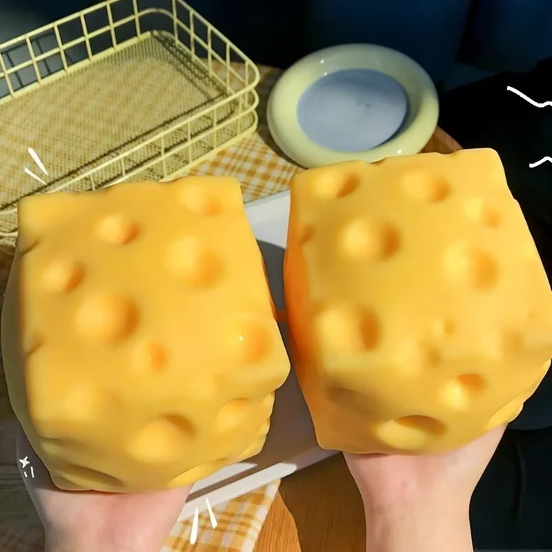 

Giant Cheese Squeeze Toy Extra Large Size Cheese Squishy Fidget Toys Slow Rebound Shapeable Venting Ball for Adults Gifts