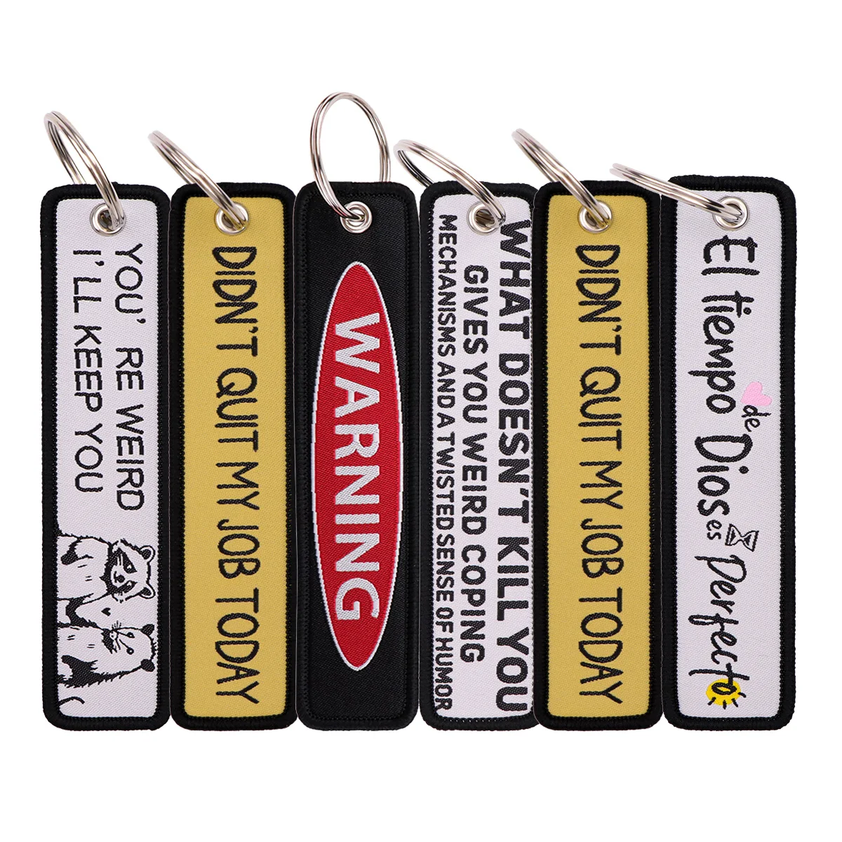 

Motivational Phrase Embroidery Key Fob Warning Quotes Keyring For Cars Backpack Keychain Fashion Gifts for Men Women Accessories