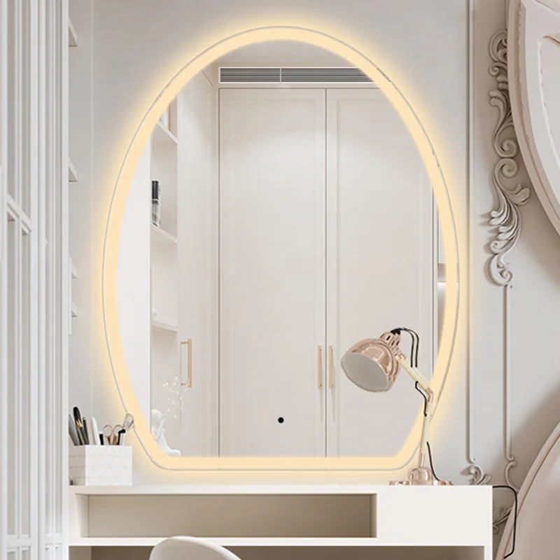 Irregular Shaving Mirror Makeup Bedroom Odd Shape European Bathroom Mirror Modern Backlight Miroir Salle De Bain Indoor Supplies