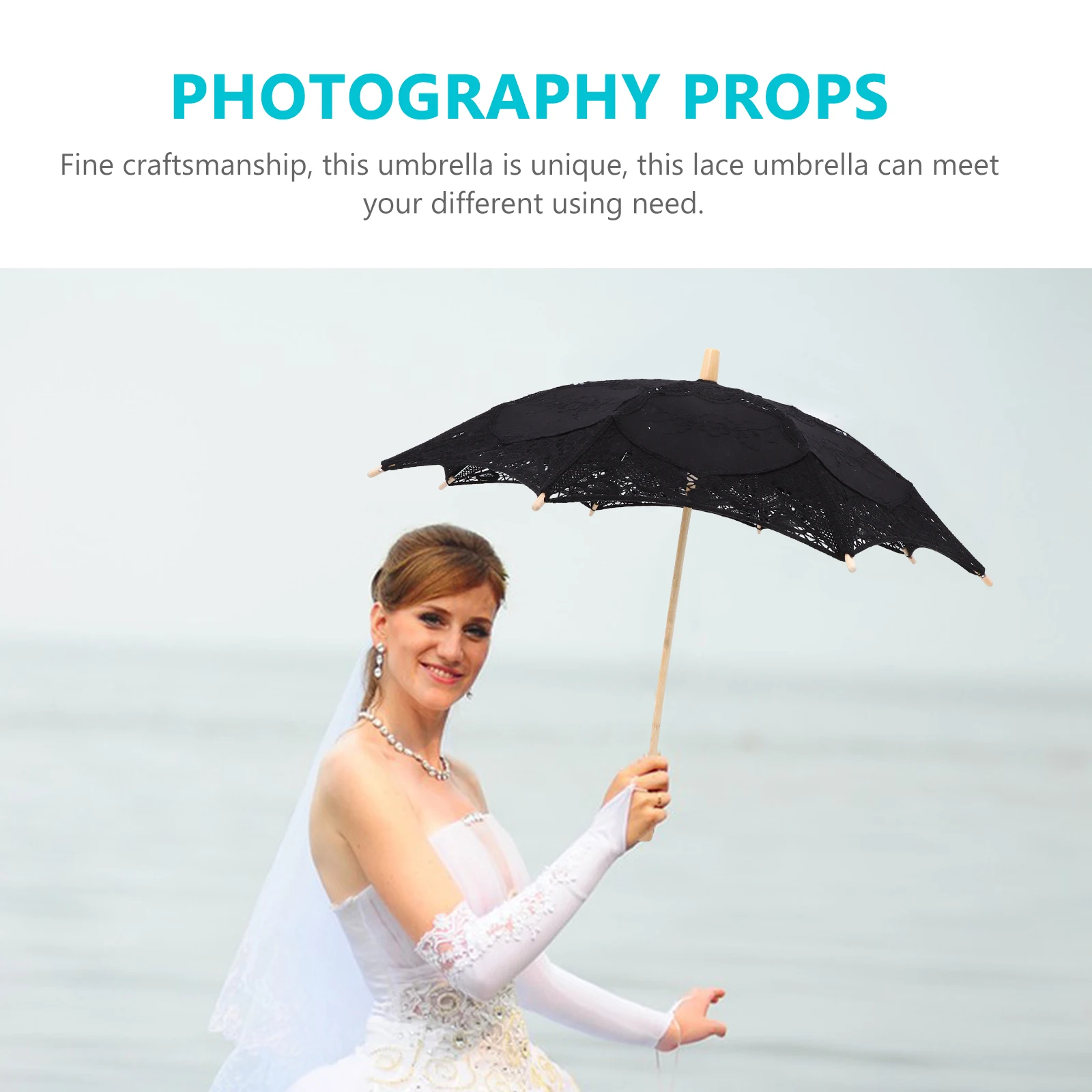 

Lace Umbrella White Cotton Large Size Photography Props Bridal Wedding Decorative Parasol for Girls Festive DIY