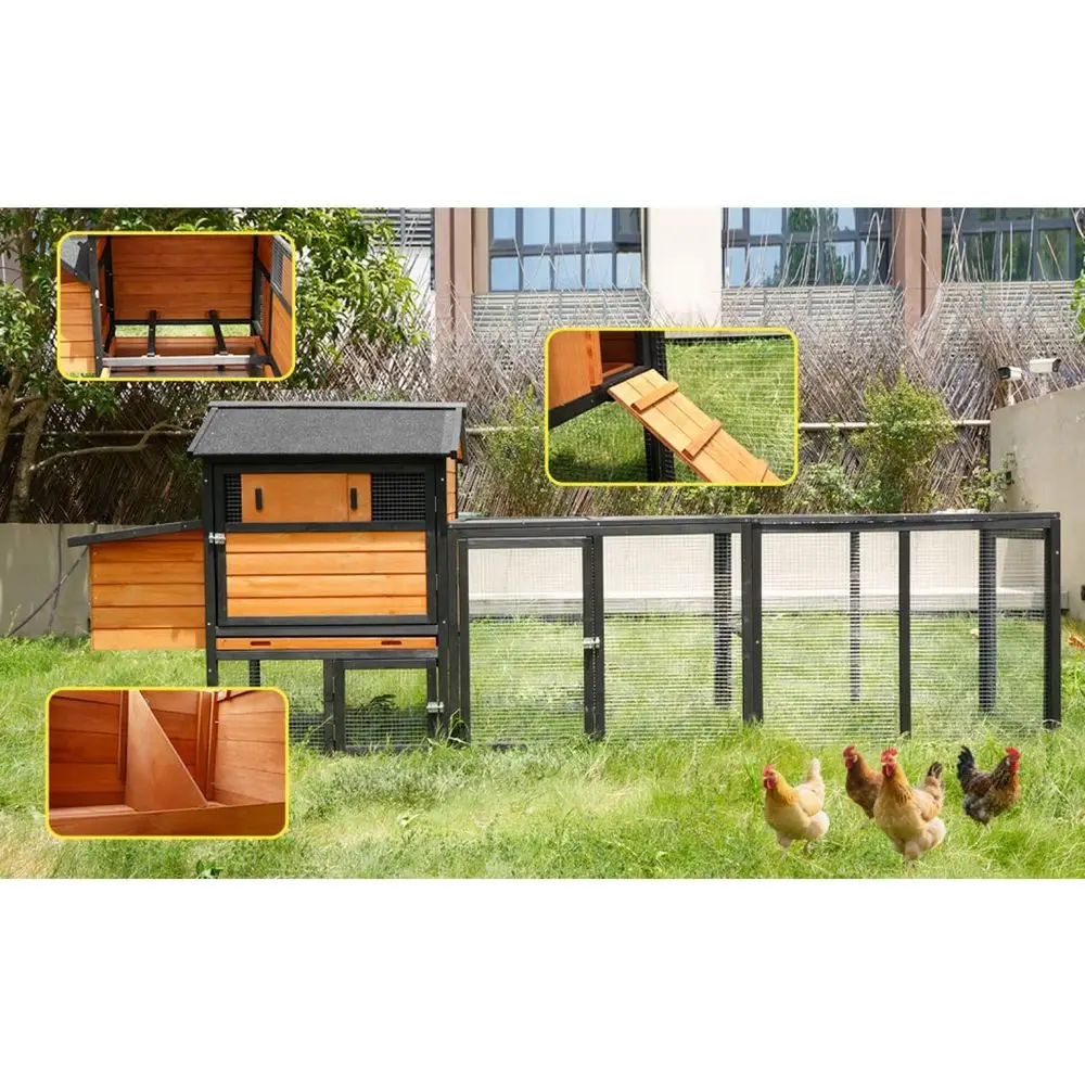 

Прочный уличный курятник коричневого и черного цвета, устойчивый к непогоде, для домашней птицы на заднем дворе