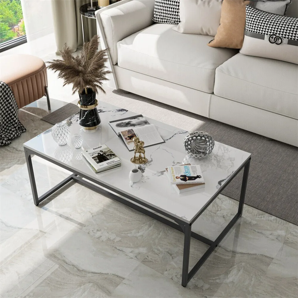 

Высококачественный журнальный столик из белого мрамора, центральный стол для гостиной с алюминиевой рамой