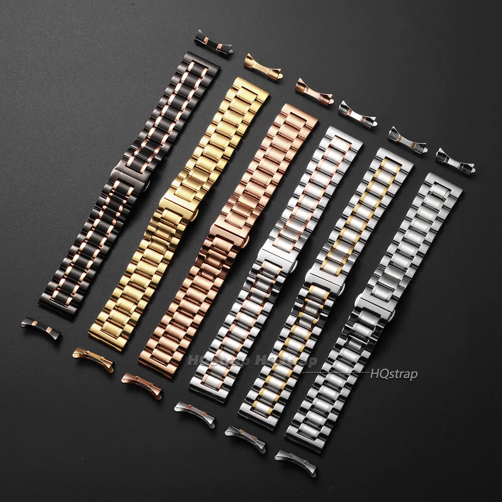 Gebogenes Edelstahl-Uhrenarmband 12/14/16/17/18/19/20/21/22/23/24mm Armband mit Schmetterlingsverschluss für Damen und Herren Universelles Band – Detail 6