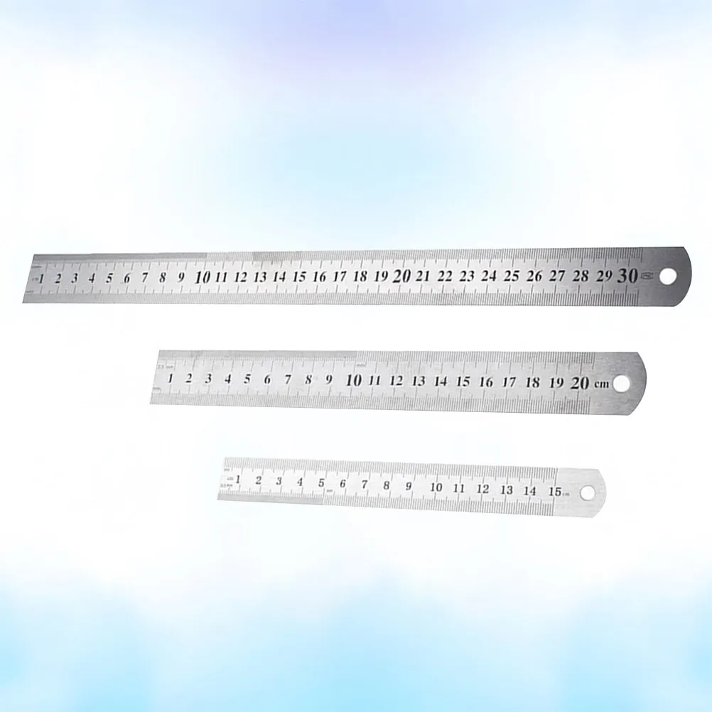 3Pcs Premium Stainless Steel Straight Ruler with Dual Scale Markings High Accuracy Measuring Tool for Students Teachers Home