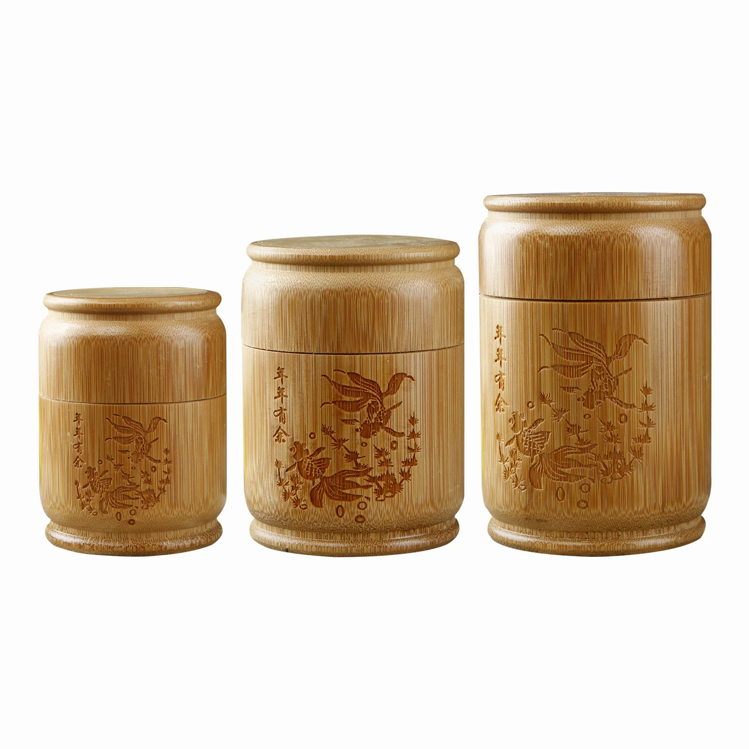 Handgemachte Bambus Tee Aufbewahrungsbox geschnitzt Tee Kanister Deckel Dichtung Küche Vorratsgläser Zubehör Gewürz Box Fall Organizer – Detail 1