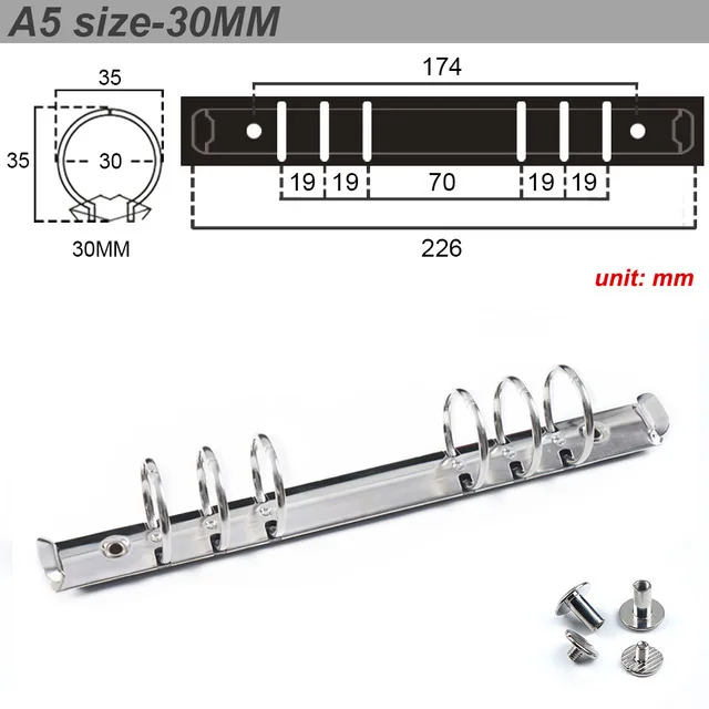 

Colorful Diary Notebook File Folder Clip Spiral Rings Binder Clip Loose-leaf Ring File Folder Refillable Binding Hoops