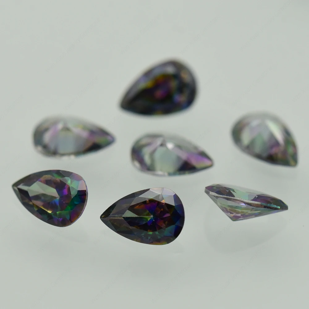 

Plating Mix Color Size 3x5mm~10x12mm Multicolor Cubic Zirconia Pear Cut Loose CZ Stone Synthetic Gems High Quality Free shipping