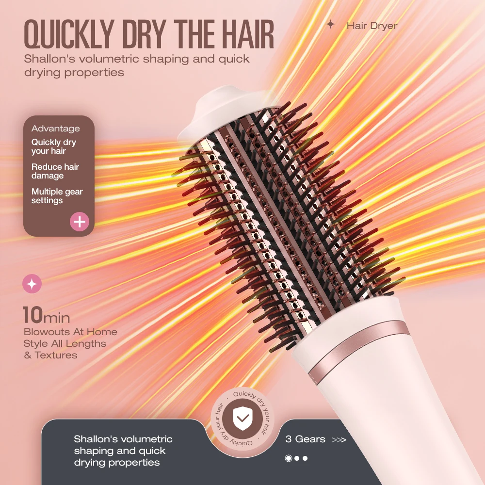 Professional BLDC Operation Hair Dryer Brush Hot Air Volume Brush Blow Dryer Comb